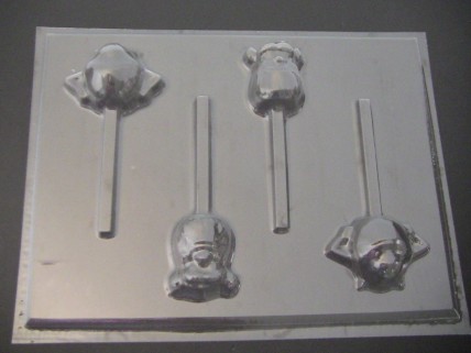 486sp Monster Co. Faces Chocolate or Hard Candy Lollipop Mold